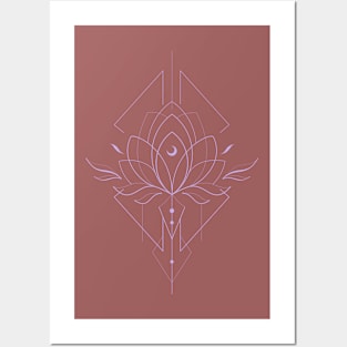 Geometric Lotus Flower 5 / Light Purple Posters and Art